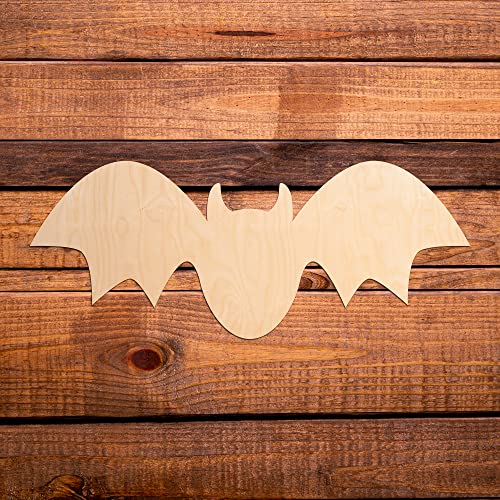 UNFINISHEDWOODCO 20” Spooky Bat Wall Décor, Unfinished Wood
