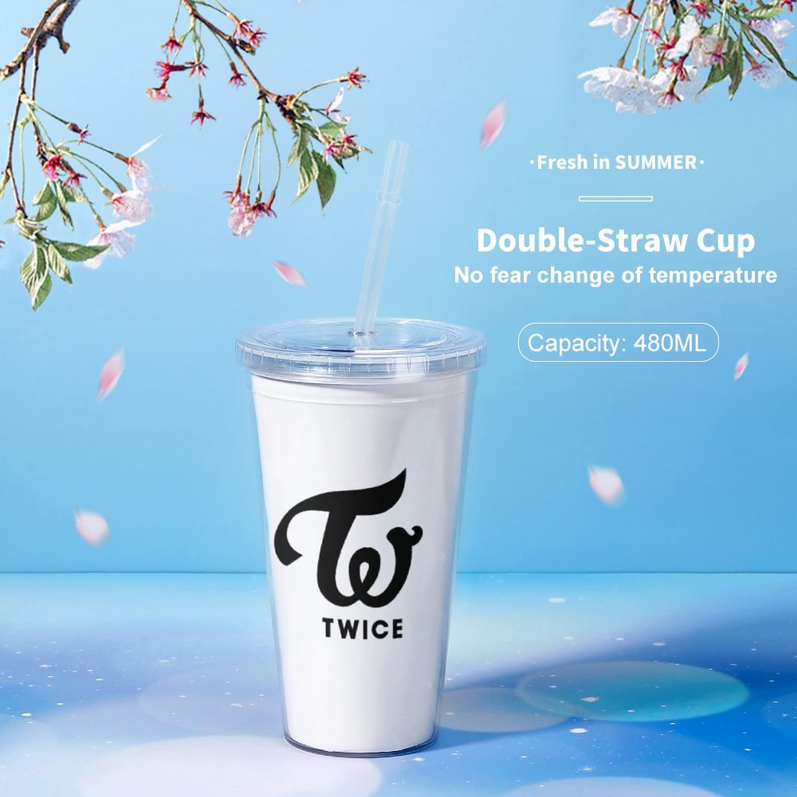 Amazon | TWICE ストローボトル 水筒 ストローボトル 2層構造 漏れない