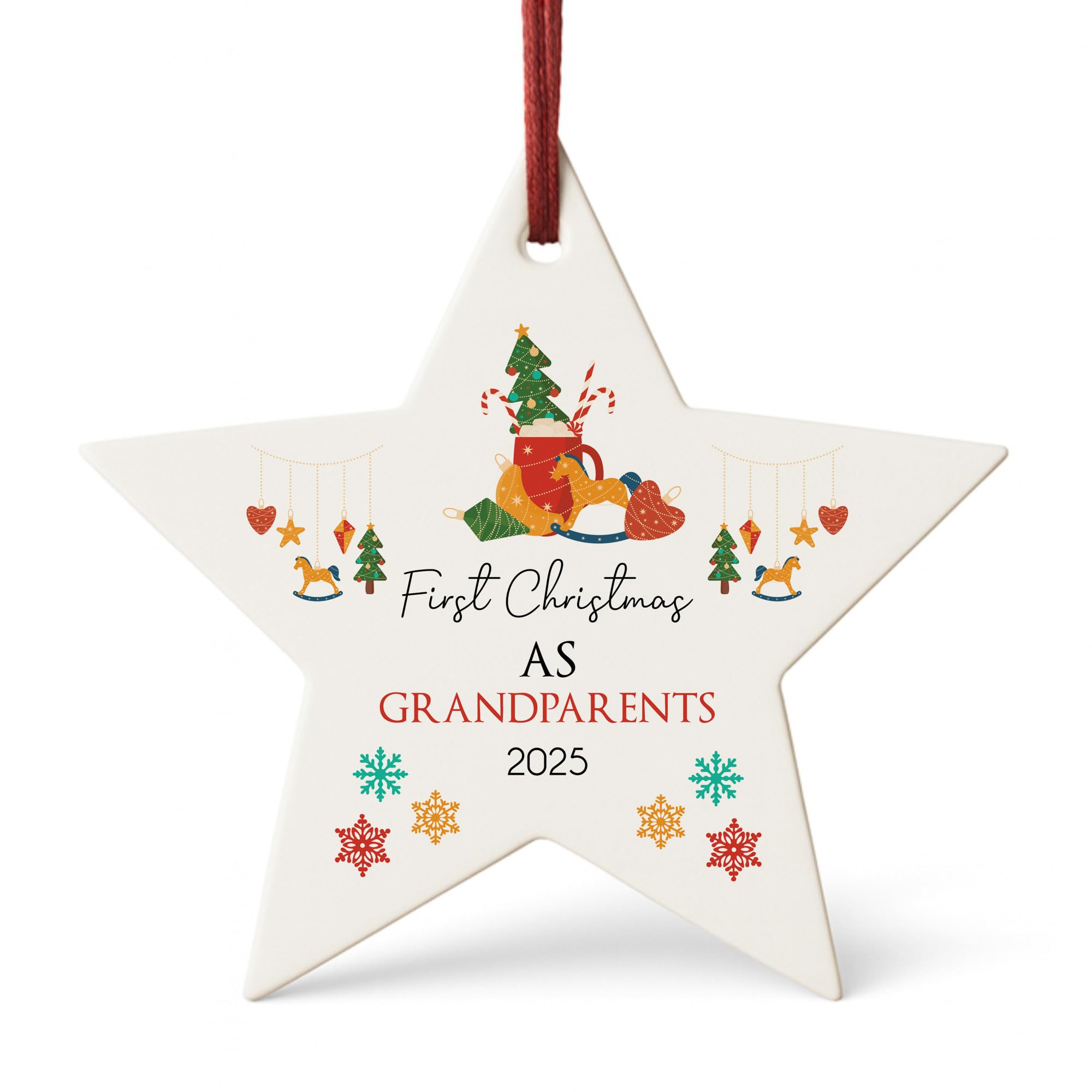 Red Ocean Personalised First Christmas As Grandparents Christmas Decoration Acrylic Star Grandparent Nanny Grandad Grandma Grandpa New Baby Keepsake