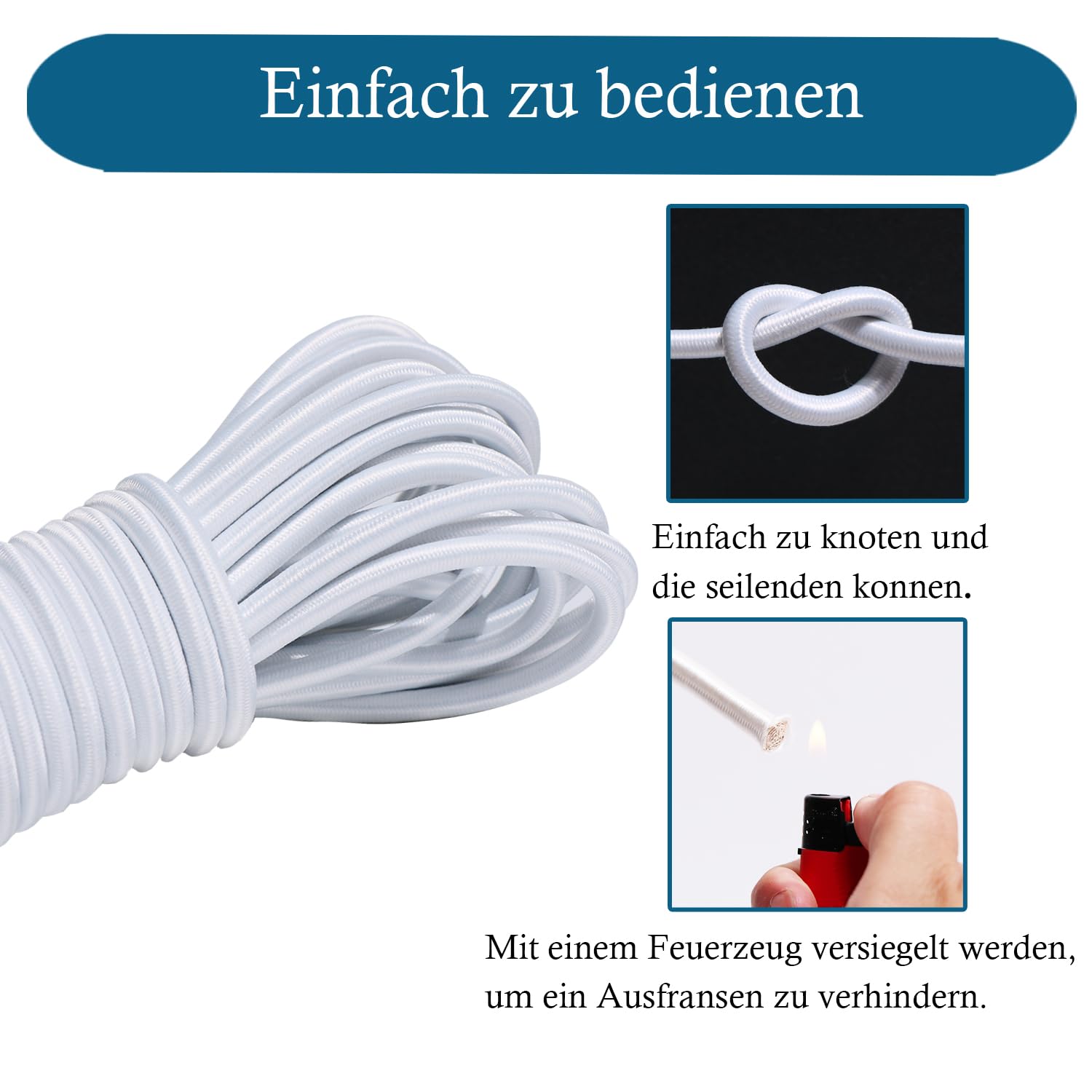 BYZANDQI Rubber Cord Expander Rope 4/5/8 mm 10/20 m Black/White - Image 4