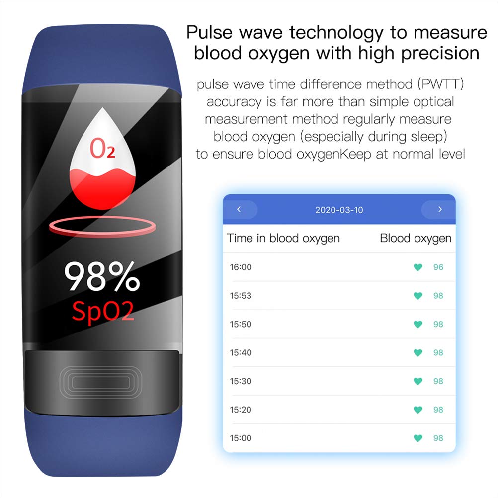 ECG + PPG Smart Watch, attività di Fitness Tracker con frequenza cardiaca Monitor Pressione sanguigna Blood Ossigeno Temperatura del Corpo Temperatura della modalità di Sospensione Pedometro,Blu