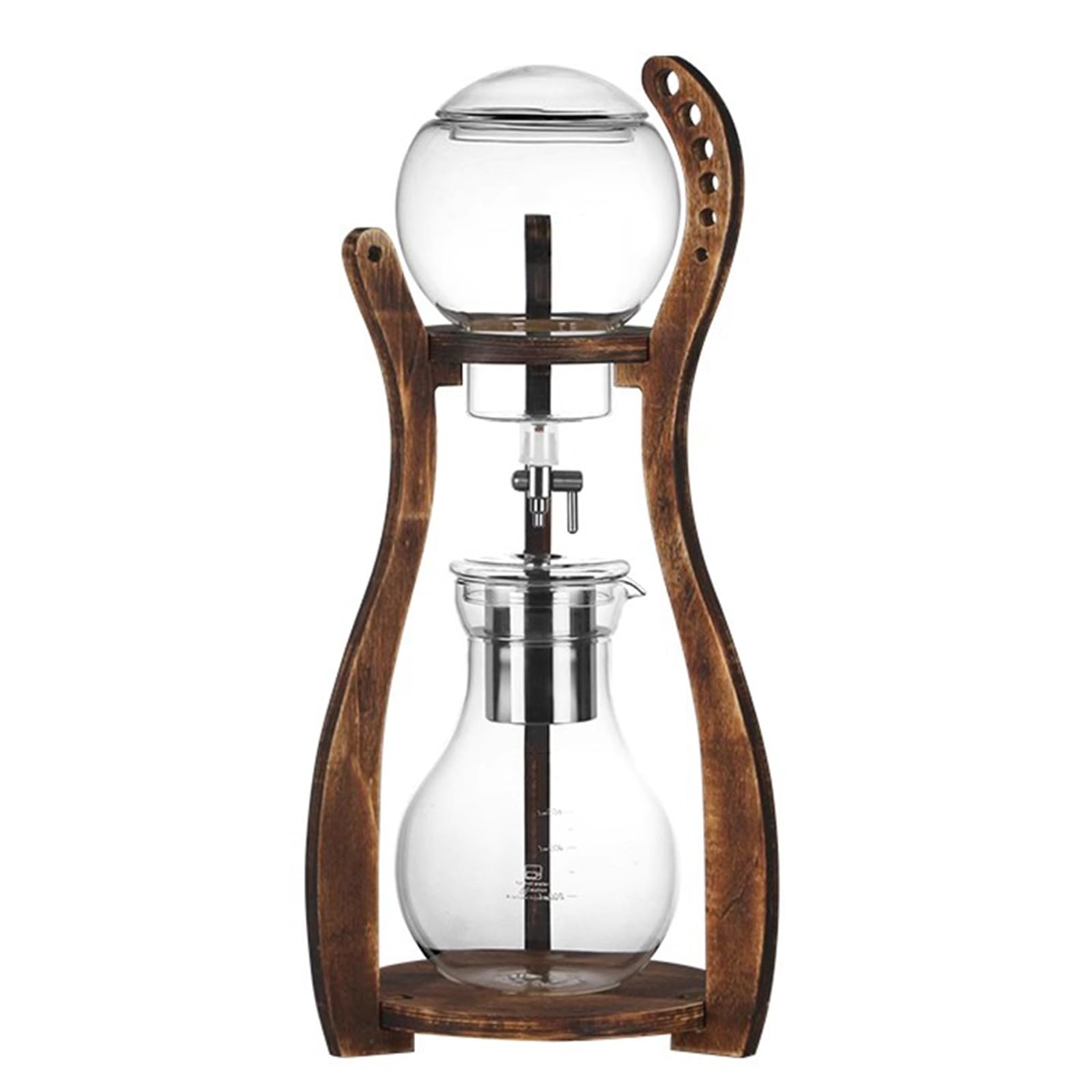 Cold Brew Coffee Maker, Iced Drip Coffee Machine with Adjustable Dripper, Wood Frame, Stainless Steel Filter, 6-8 Cups