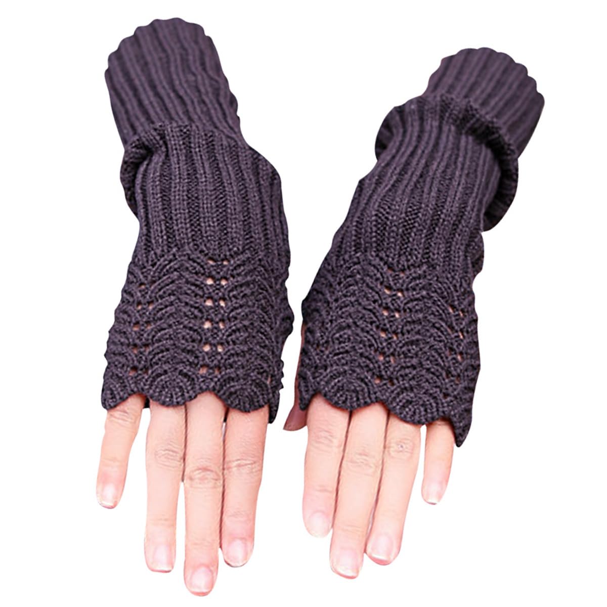 Novawo Womens Stylish Fingerless Gloves Warm Long Arm Warmers Winter Gloves