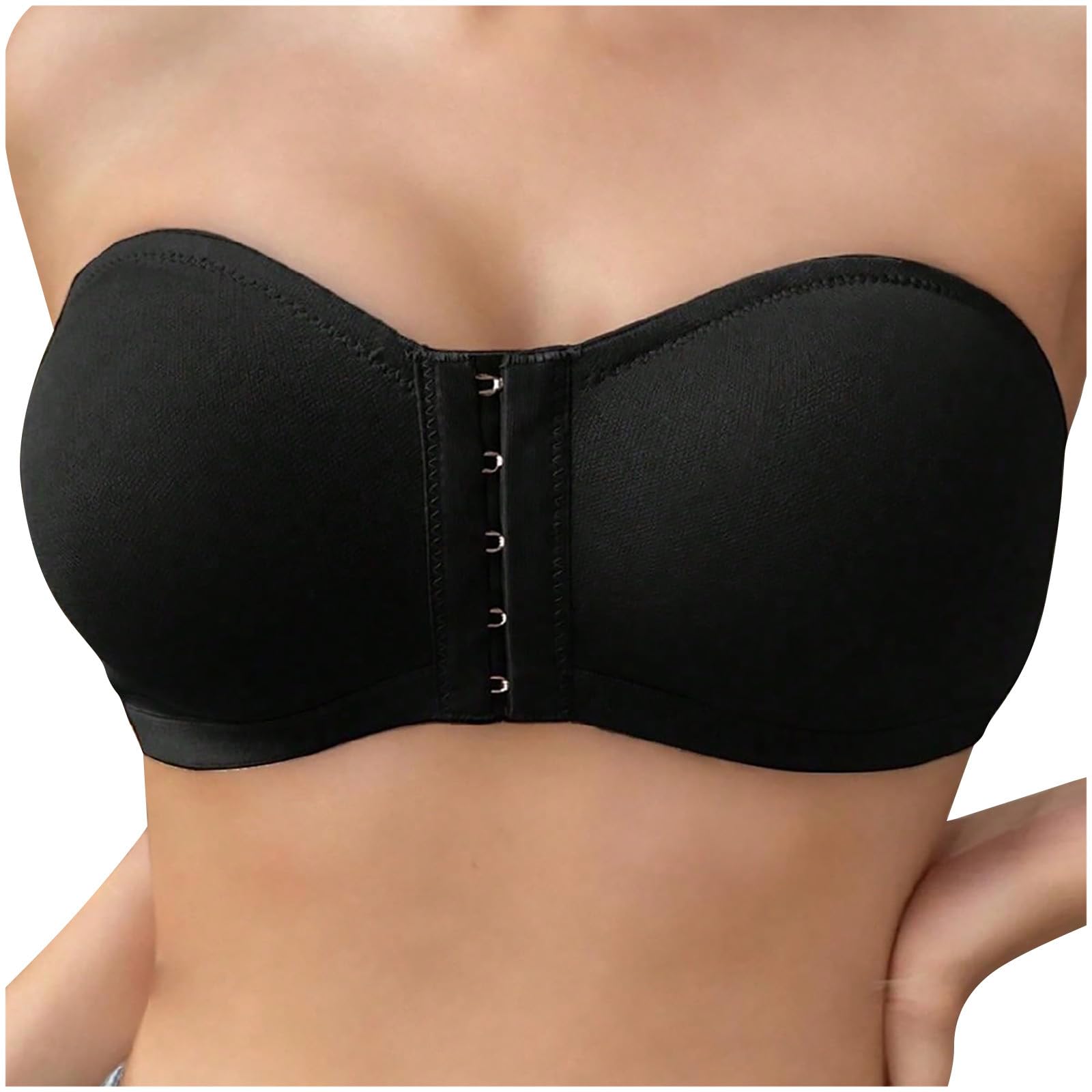 Front Closure Strapless Bra for Women Non-Slip Padded Bandeau Bras Seamless Comfortable Sexy Crop Tube Top Bralette