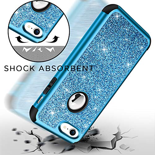 Hython Designed For Iphone 8, Iphone 7 Case, Heavy Duty Full-Body Defender Protective Case Bling Glitter Sparkle Hard Shell Hybrid Shockproof Rubber Bumper Cover For Iphone 7 And Iphone 8, Blue #TOP1