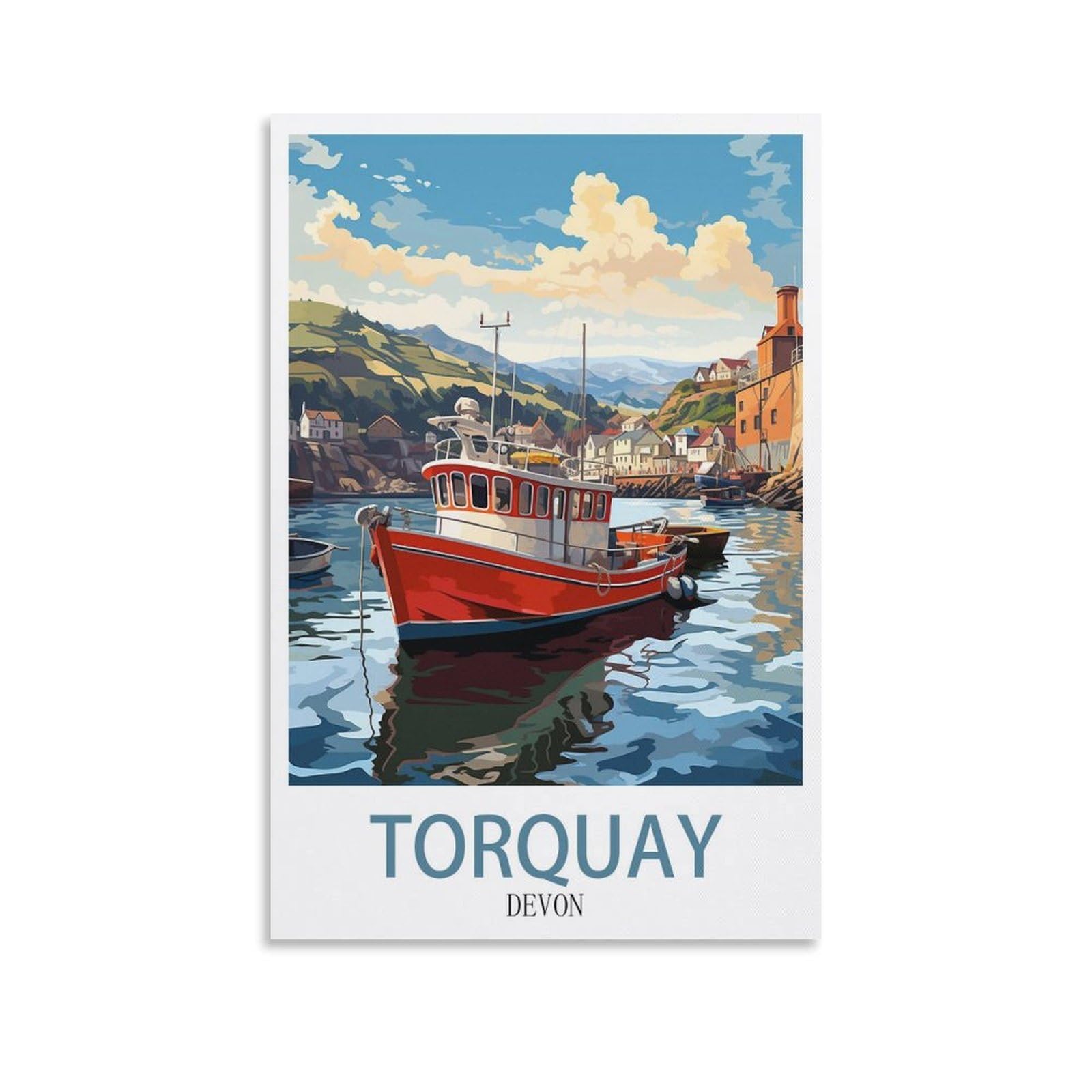 EZMLFA Diamond Art Kits Adults,Torquay Devon,5D Dimond Picture, Crystal Gem Art Crafts for Boys Girls, DIY Mosaic Creations Set for Home Decor 50x60cm