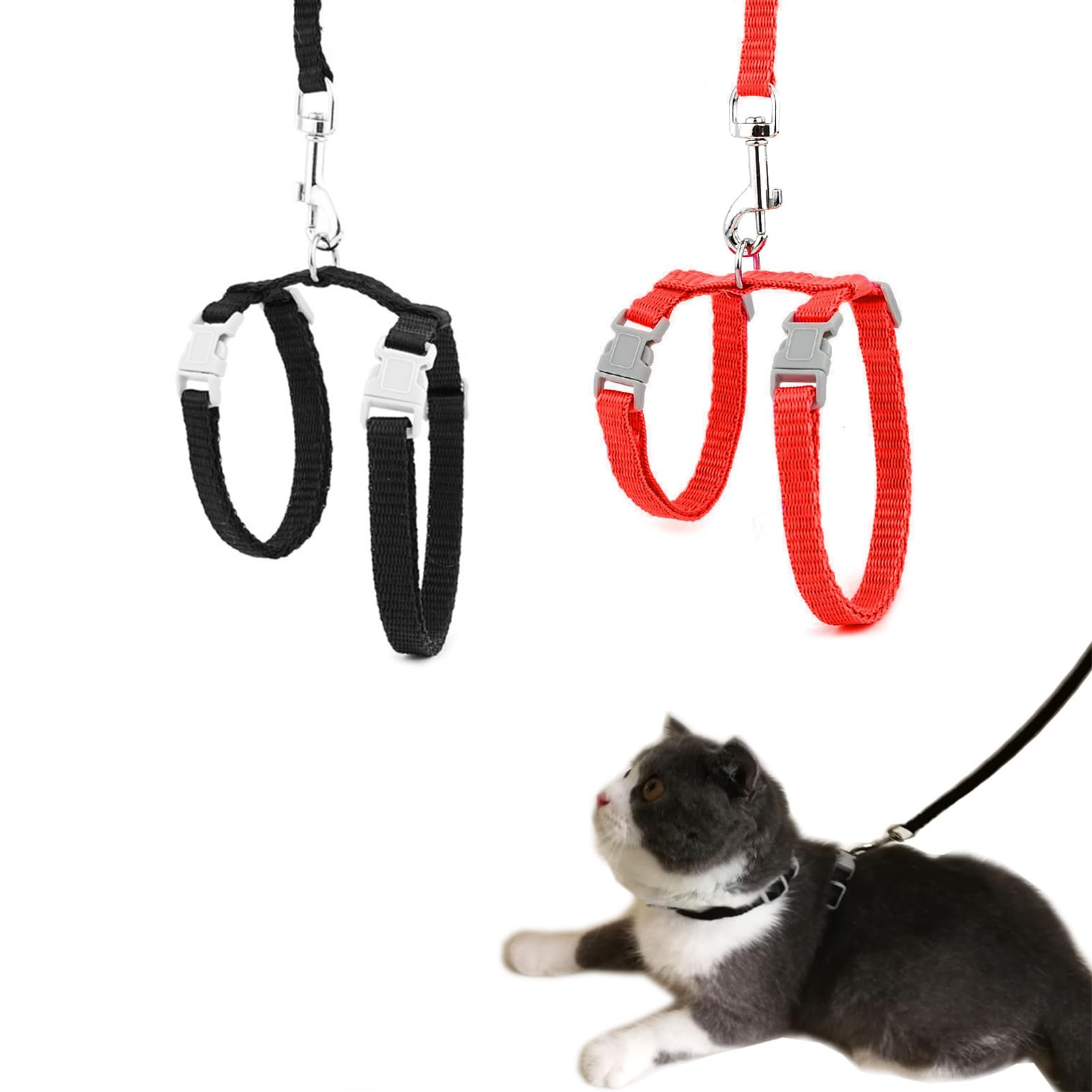 2 Pcs Arnés para Gatos, Ajustable rnes Gatos Antiescape con Corre Chalecos para Gatos Arnés para Gatitos Cachorros Cat Harness para Caminar Viaje para Pequeño Medio Grande Gato Ligero y Suave