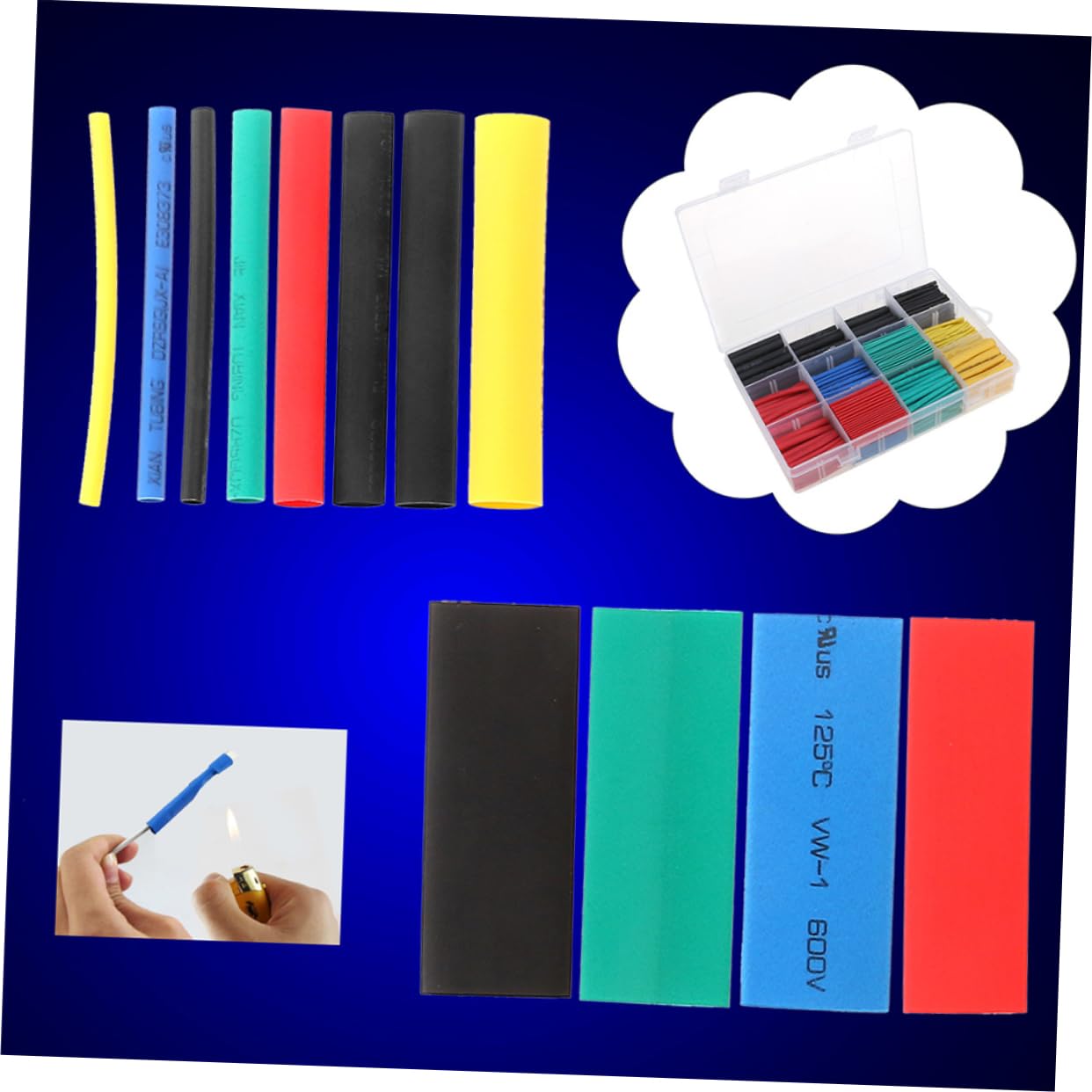 Cabilock 200pcs Colorful Heat Shrink Tubing Kit Polyolefin Electrical Wrap Sleeves for Wire Insulation and Cable Protection for Cables and Wiring Harness Repair