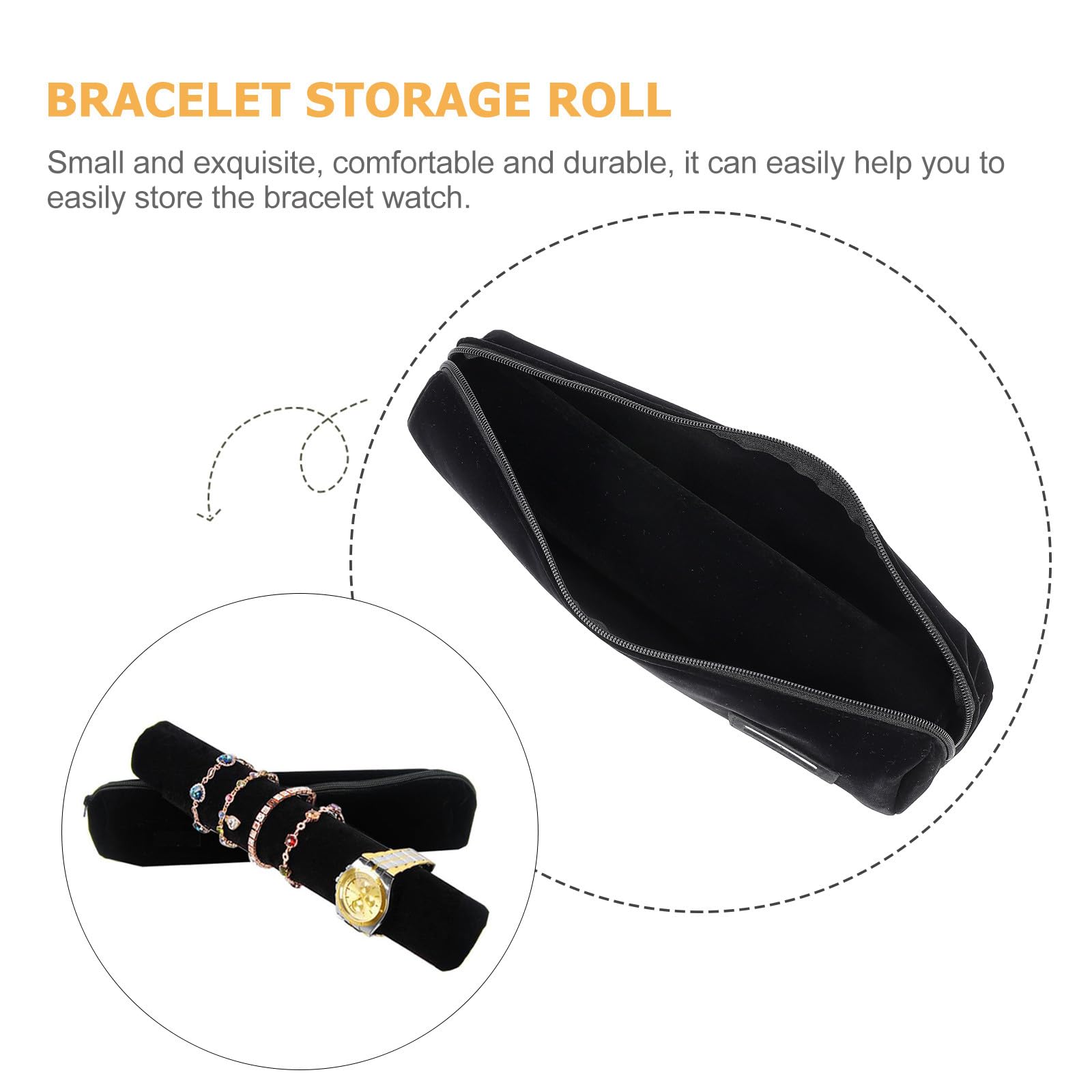 Alipis Rollo de Joyas Negro de Tela Ligera y Cómodo para Pulseras y Relojes, Estuche Portátil Adecuado para Viajes y Tiendas de Joyería Diseño Delicado y Elegante