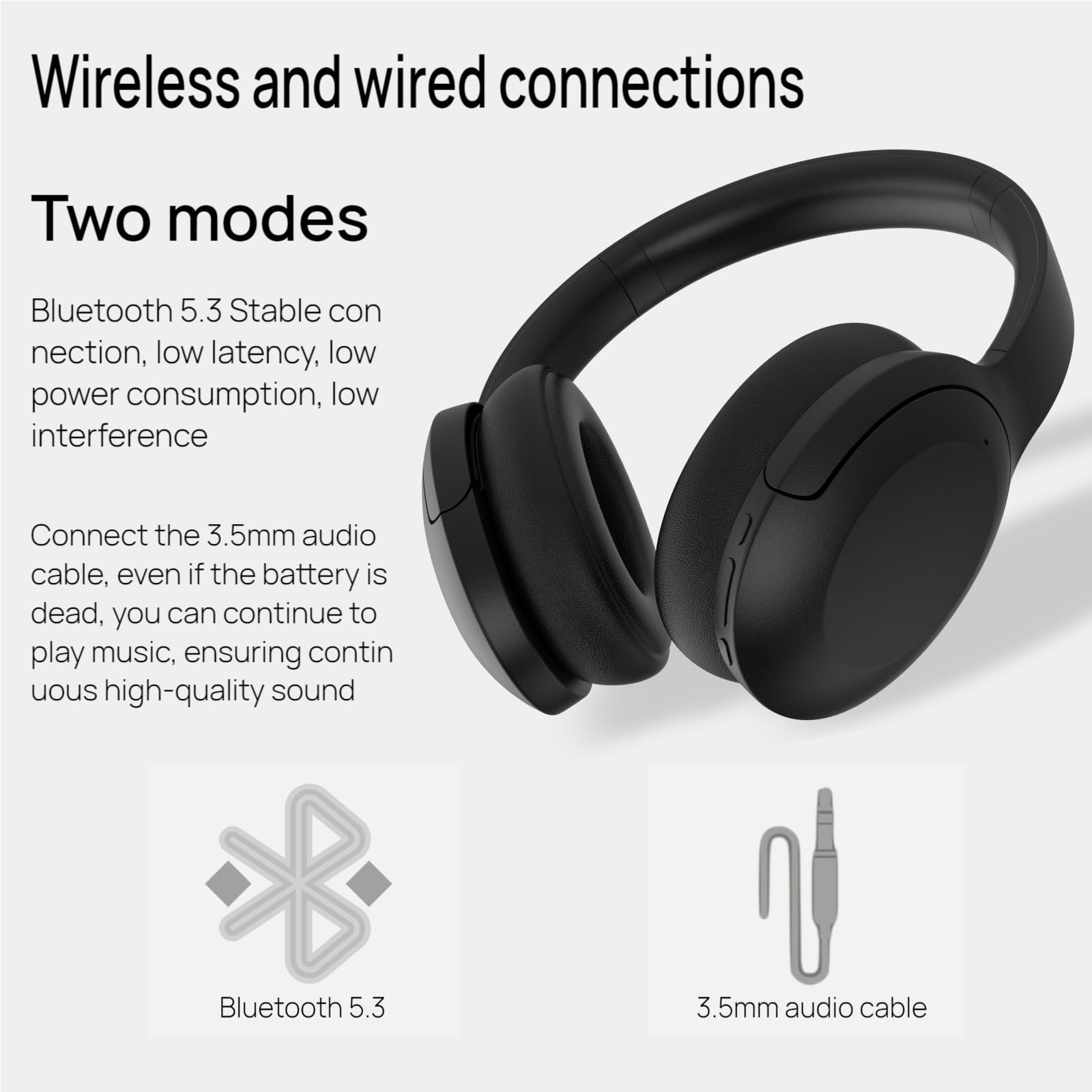 GU-DI Active Noise Cancelling Wireless Bluetooth Over Ear Kopfhörer | Hi-Res Audio, tiefer Bass, mit Mikrofon, faltbar, leicht, Reisen, Zuhause, Büro, Fitnessstudio, Handy, PC