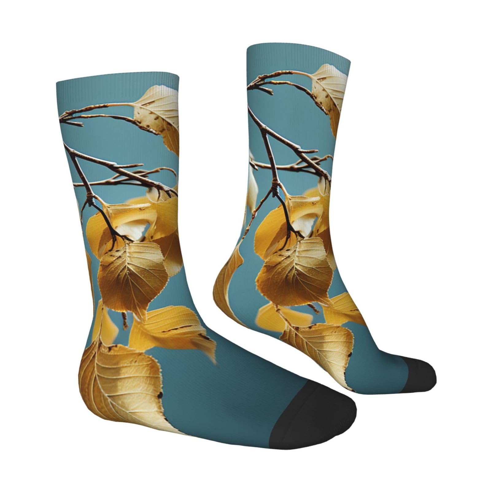 LZQPOEAS Birch leaves Athletic Socks Unisex Cushioned Crew Socks Hiking Running Calf Sock Soft Above Ankle Sock