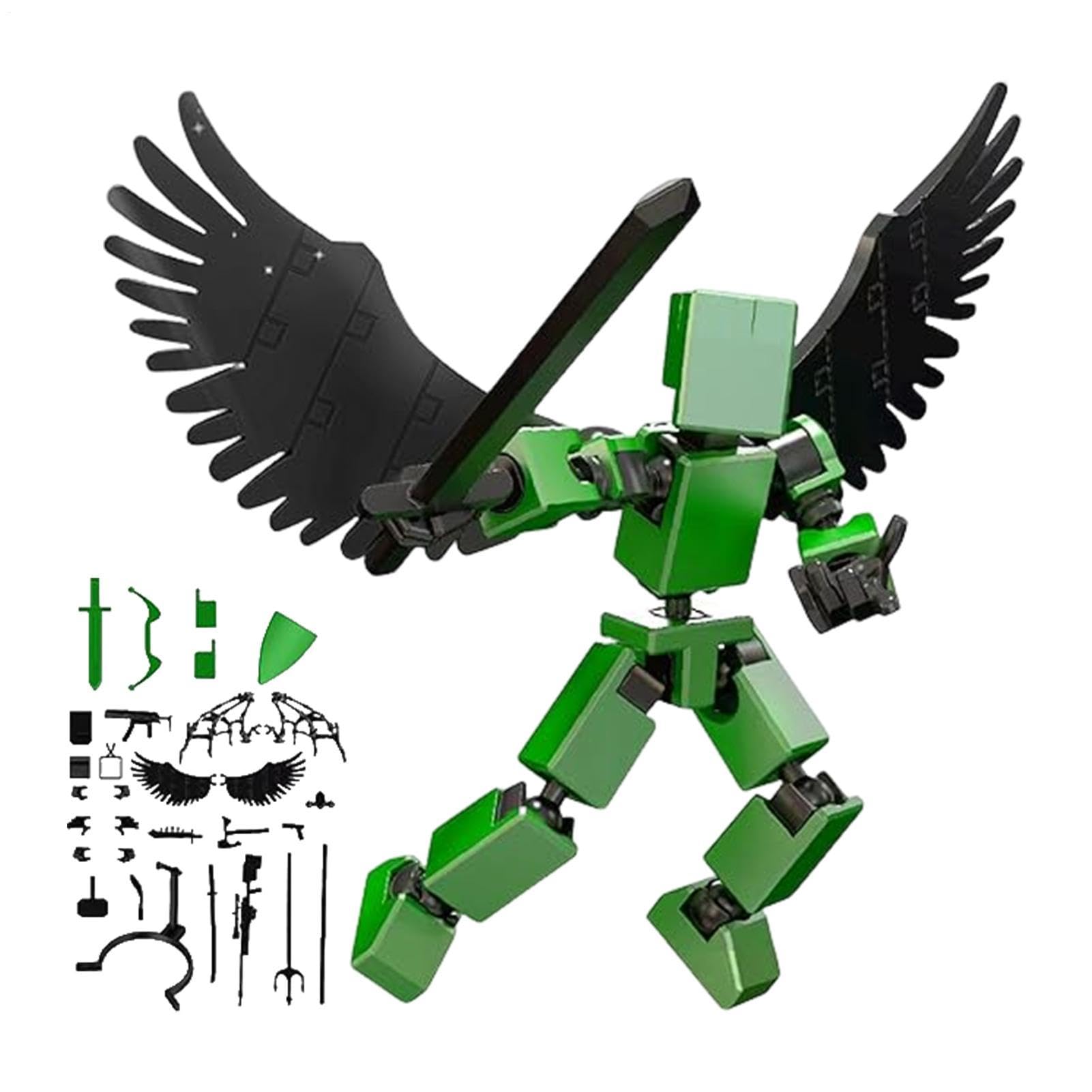 Joint Movable Action Figures, 3D Printed Multi-joint Movable Figures, Assembled Action Robot Model with Wings, Funny Body Activity Robot Block Toy for Children Adults Game Lovers