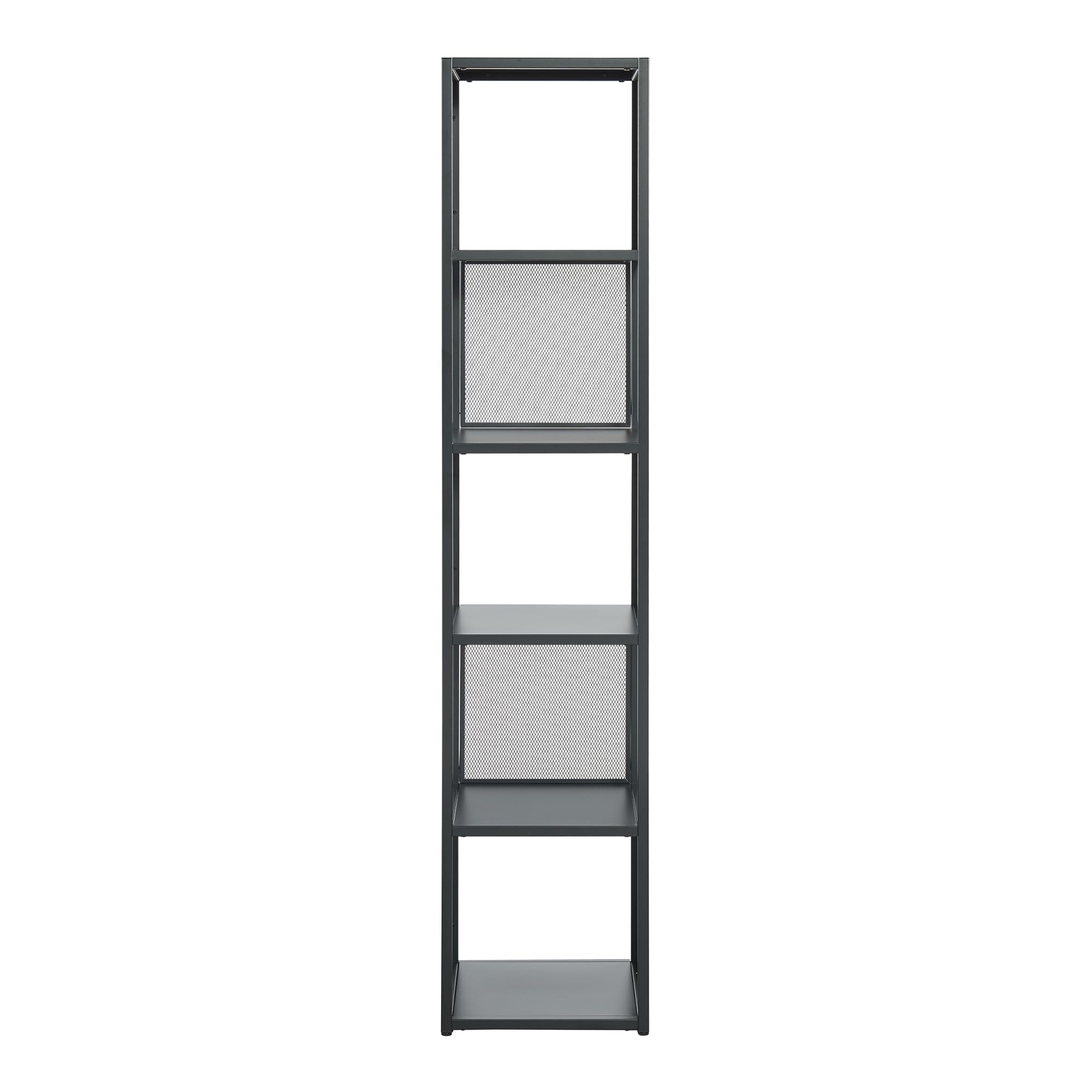 [en.casa] Scaffale da Terra Libreria in Acciaio con 5 Scomparti Aperti Mobile Espositore in Stile Industriale per Soggiorno Ufficio 185 x 38 x 38 cm - Nero Opaco