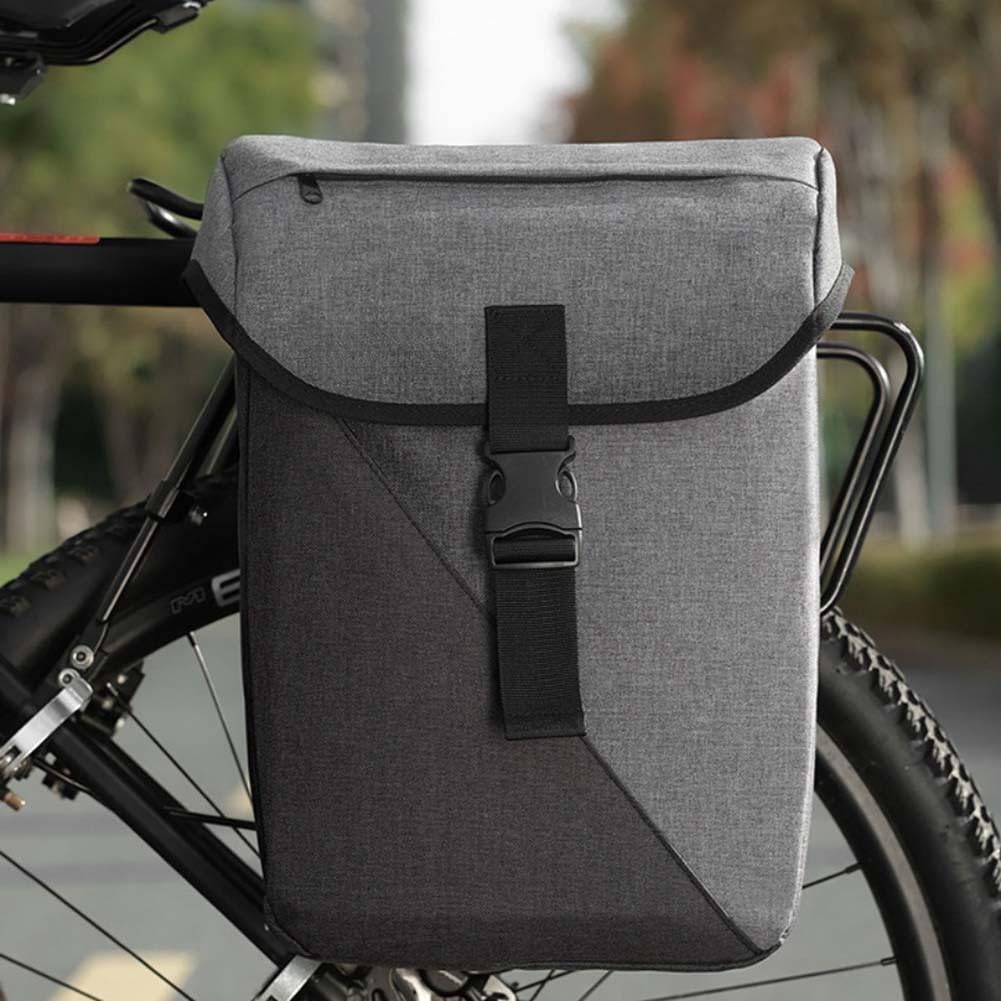 Spelonify Bolsas de alforja de doble cara para bicicleta, portaequipajes, impermeables, alforjas de ciclismo de gran capacidad, bolsas de turismo para bicicleta (negro y gris)