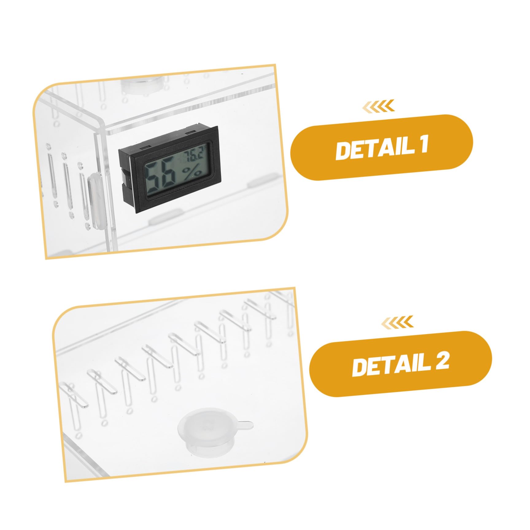 Terrario con Ventilazione in Acrilico Trasparente per Rettili 360° e Termometro per Monitoraggio umidità in per Allevatori di Domestici