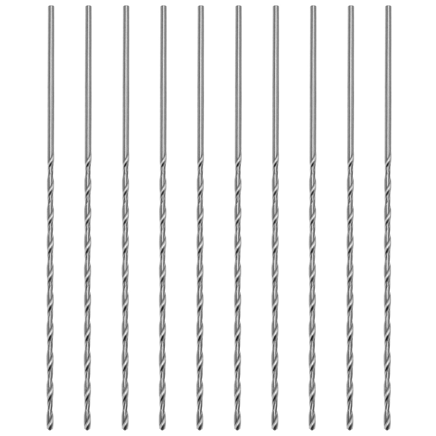 QWORK® 10 piezas extra largas helicoidales brocas 120mm, brocas helicoidales HSS de 2 mm para metal, madera, plástico y PVC