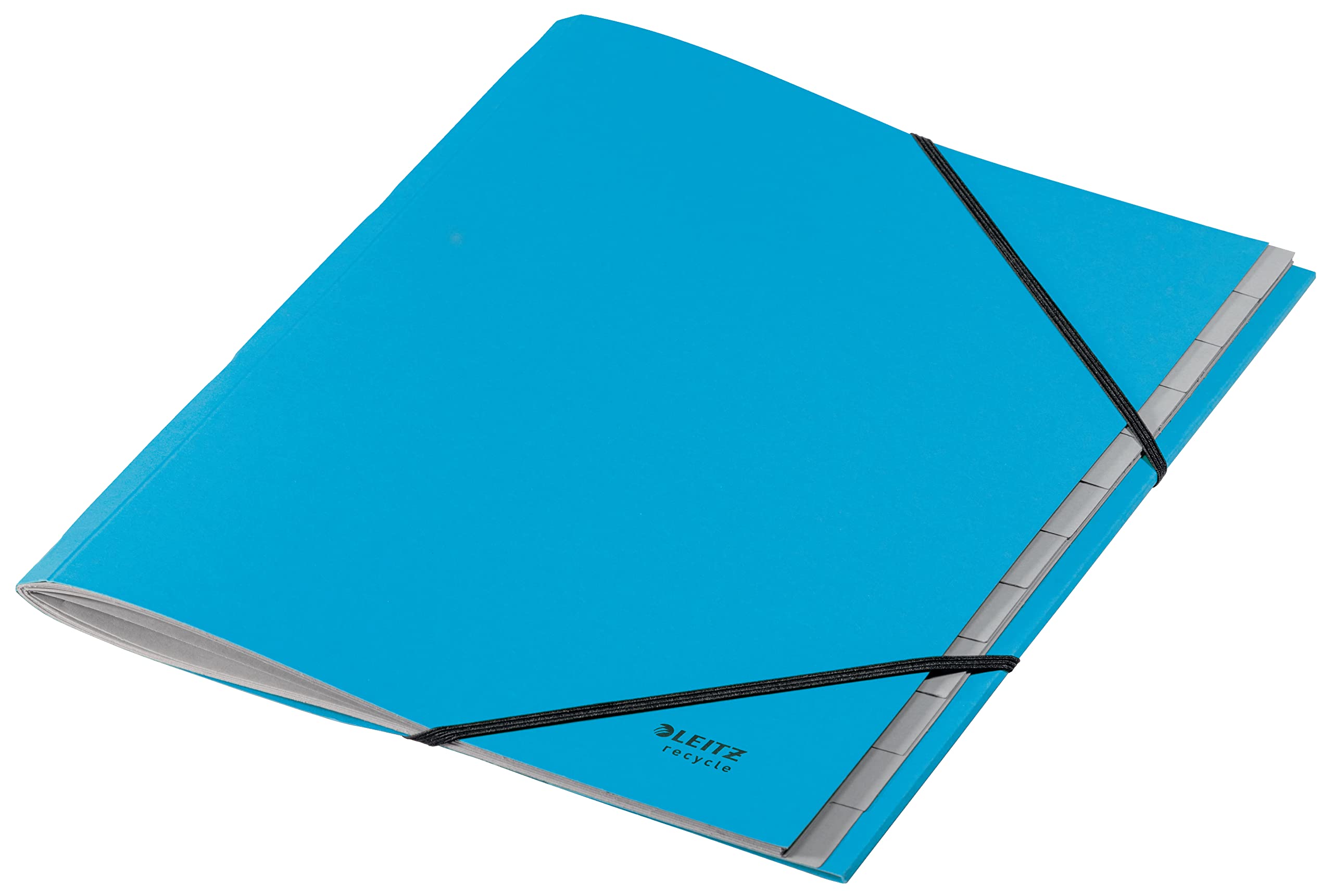 Leitz Recycle Carpeta Archivadora con 12 Separadores para Folios A4, con Gomas Elásticas Hecha de Cartón 100 % Reciclado, Azul – 39150035