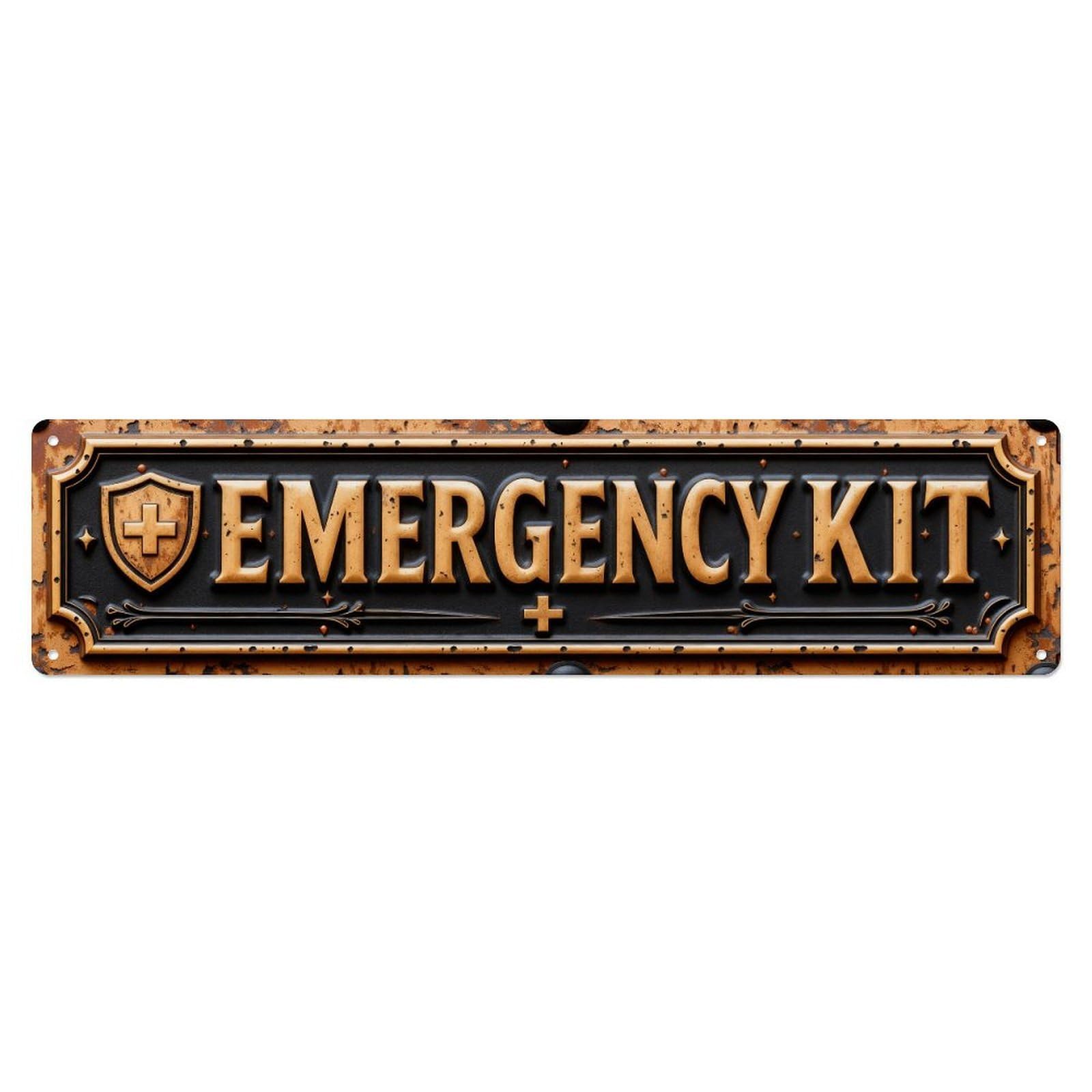 Emergency Kit Shield Sign Metal Tin Sign Plaque