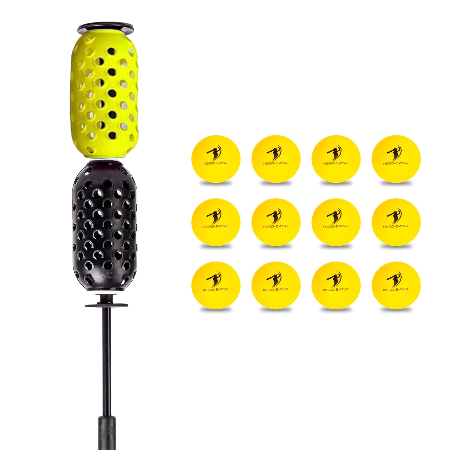 AERO-SWING Baseball & Softball Swing Trainer and 12 Durable Foam Balls, Boost Your Bat Speed by Up to 20+ MPH, Unlock Swing Speed Increases. Great