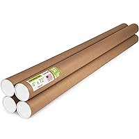 Vista 21 de Tubos de correo de papel kraft reforzado de 3 x 24 pulgadas, paquete de 4 tubos con 2 tapas cada uno, tubo de cartón fabricado en Estados Unidos