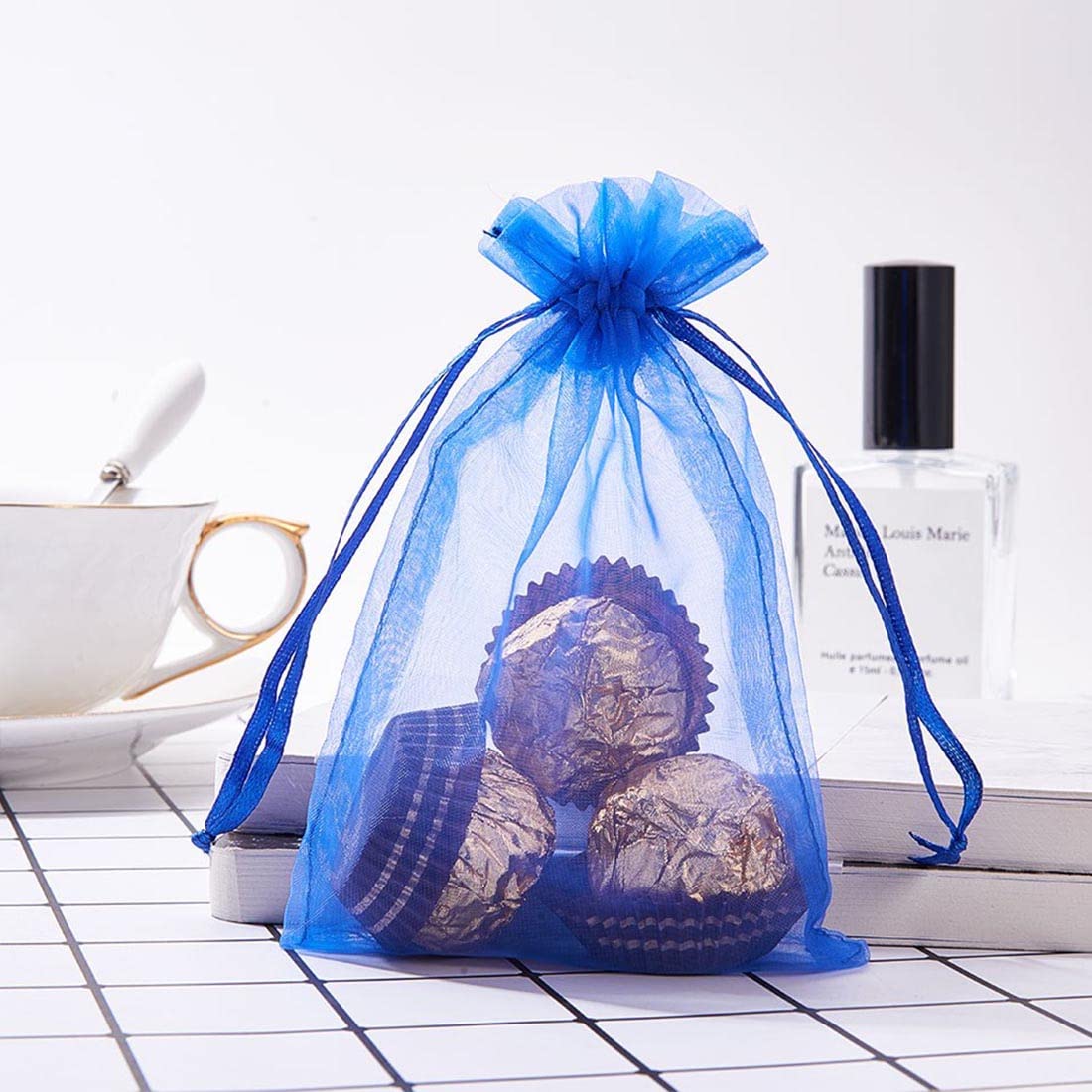 50 Piezas Bolsas De Regalo De Organza De 5 Color Mezclados, Bolsas De