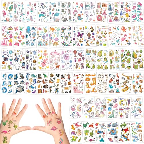 Selutiya Temporary Tattoos for kids 600+ Kids tattoos Waterproof Cartoon Mermaid Animal DinosaurCartoon Kidstemporary tattoos Ideal for Party Bags Birthday Gifts Festivals