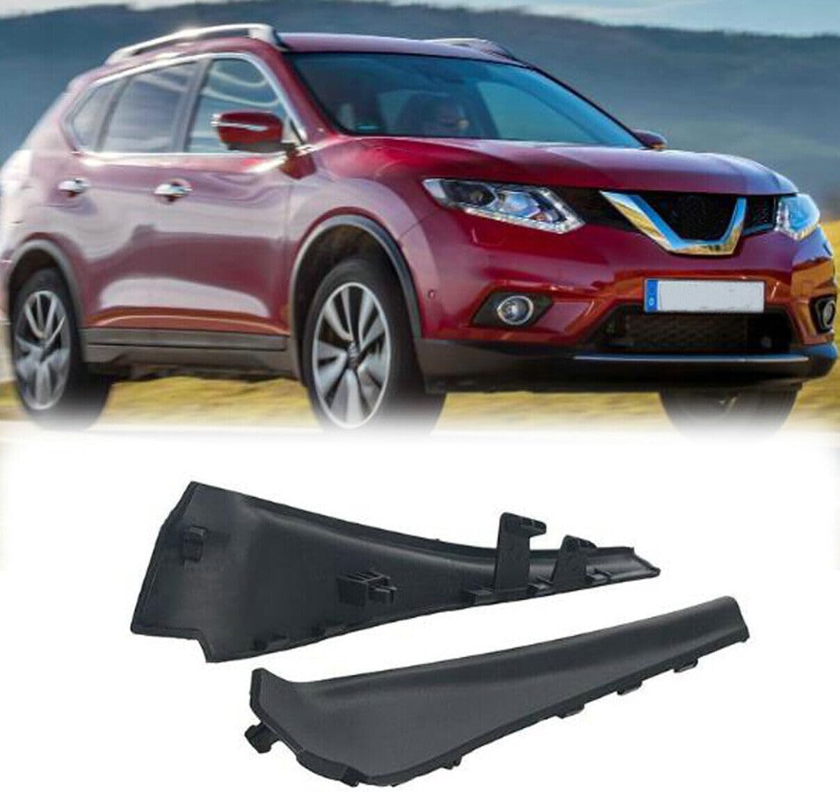 1 Pair Front Windshield Wrap Corner Trim for Nissan X-Trail Xtrail T32 Rogue 2014 2015 2016 2017 2018 Black
