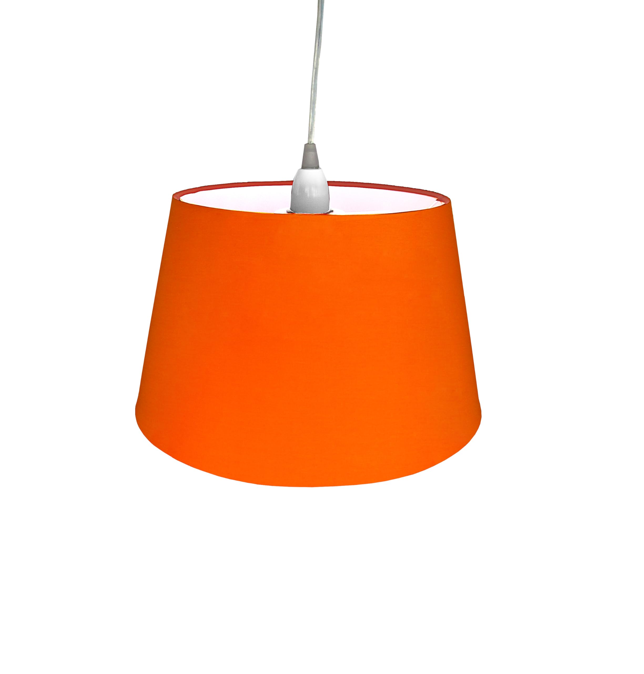Loxton Lighting Orange Cotton Drum Shade –10 Inch Easy Fit Es/Bc Shade For Living Rooms, Bedrooms, Hallways And Kitchens (Orange)