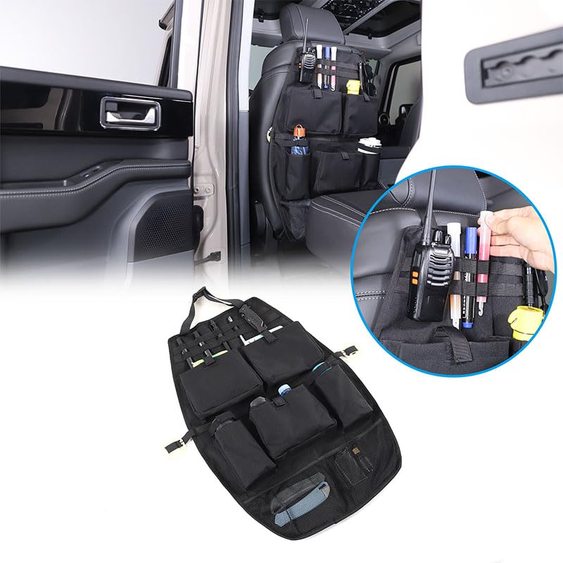 PIUGILH Organizador de asiento trasero de coche adecuado para INEOS Grenadier 2020-2024, muchos bolsillos respaldo protector de asiento de coche, organizador de respaldo de coche, negro