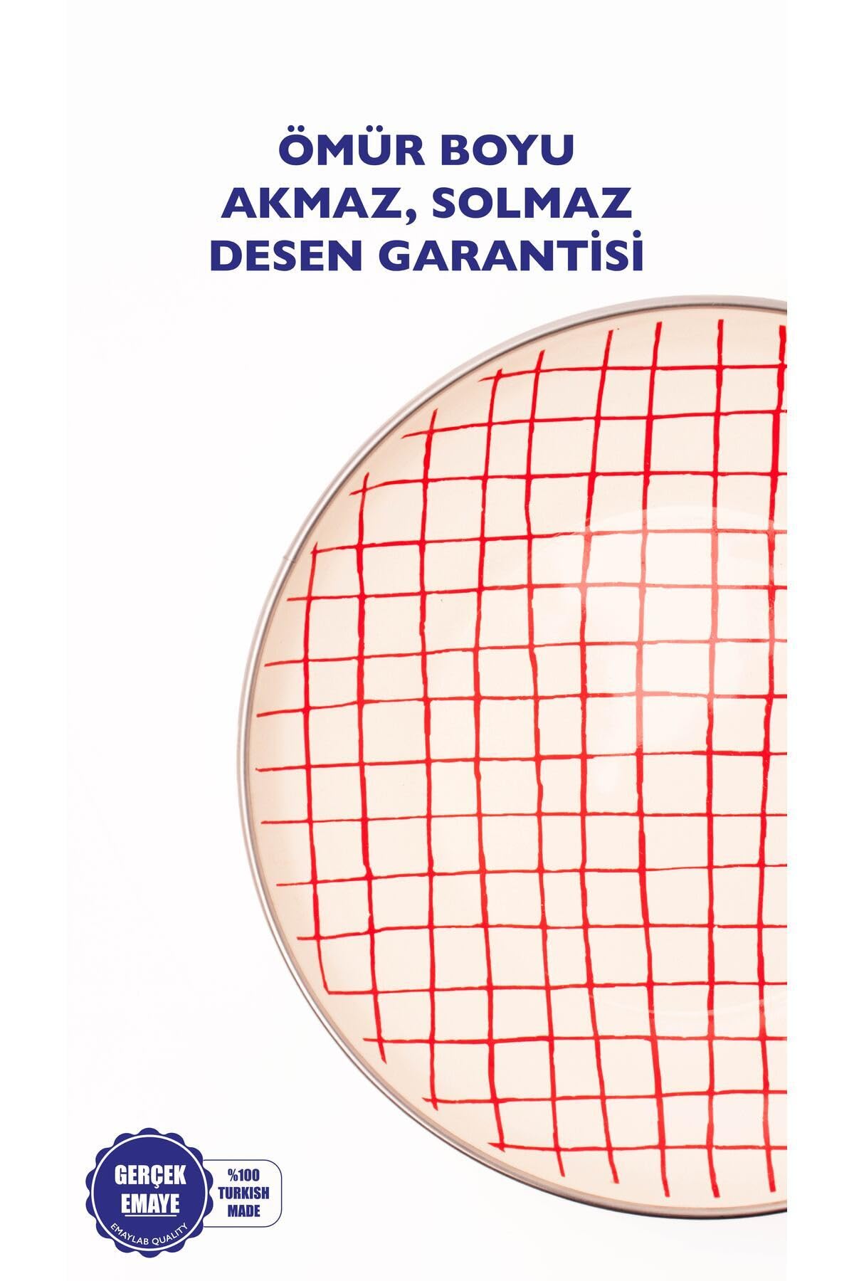 Cupid Kareli Emaye Tabak Pasta Sunum Tabağı 21 Cm