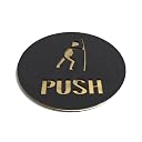 SMEDOR® Luxury Indicative PUSH sign | 3M Brand Self Adhesive | 6 x 6 inch | For any upscale space | Designed for both indoor & outdoor use | Matt Black & Mirror Gold | Circular Shaped | PUSH Signboard gallery image