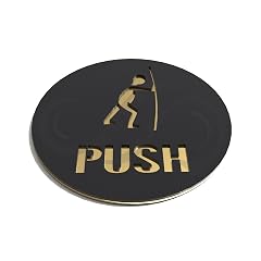 SMEDOR® Luxury Indicative PUSH sign | 3M Brand Self Adhesive | 6 x 6 inch | For any upscale space | Designed for both indoor & outdoor use | Matt Black & Mirror Gold | Circular Shaped | PUSH Signboard