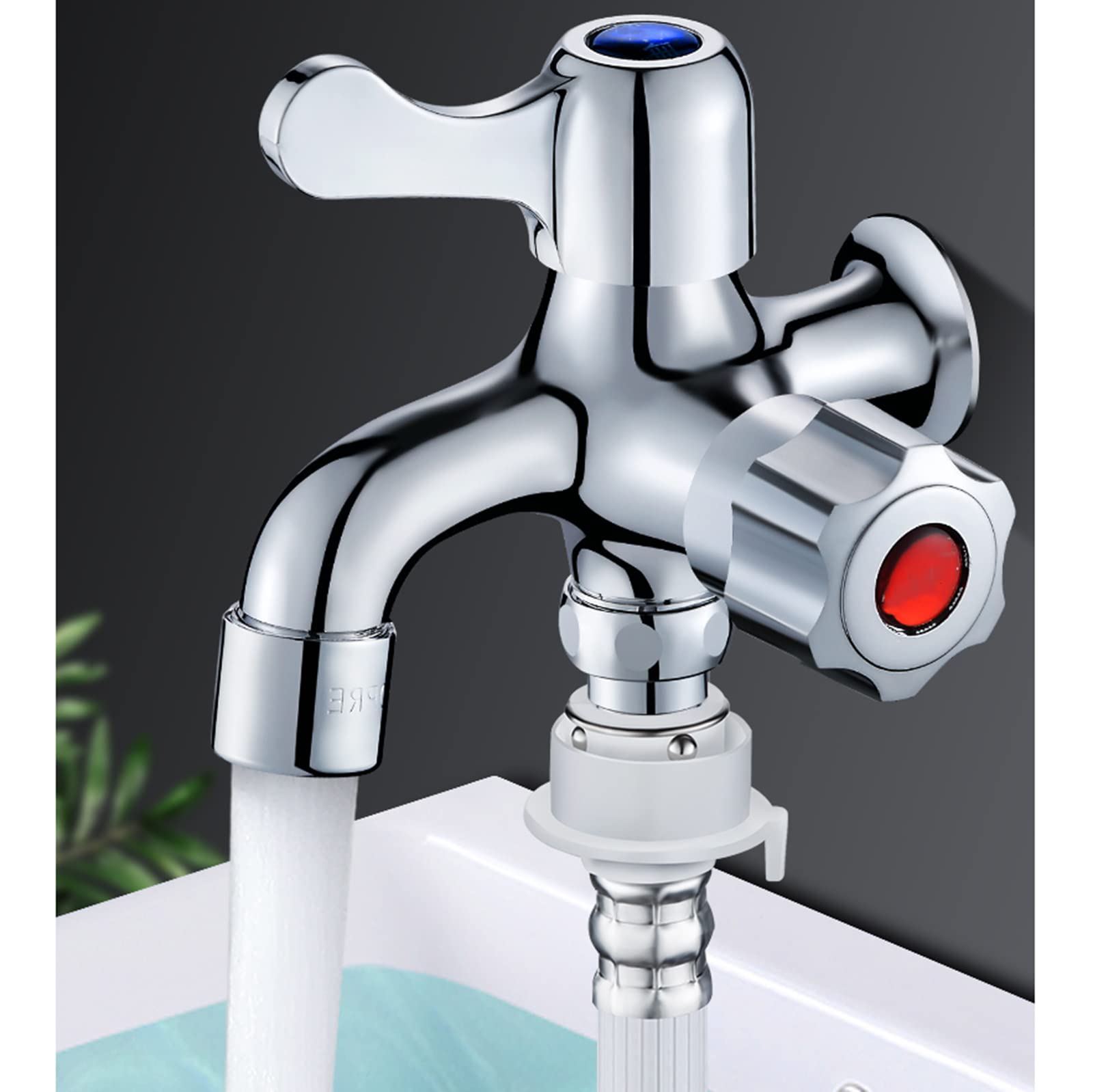 ISCBAFYX Adattatore per Rubinetto della Lavatrice Rubinetto Singolo per Acqua Fredda Rubinetto per lavello per Lavanderia in Ottone Sdoppiatore per Tubo della Lavatrice Adattatore per Rubinetto a