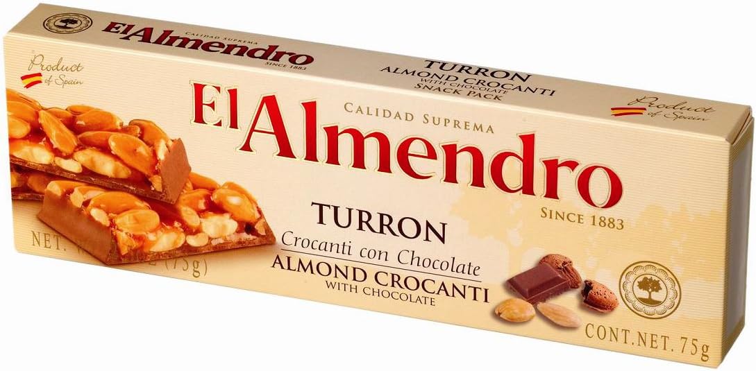 El Almendro Turron Crocanti con Chocolate (2 x 75g) - Roasted almonds in caramel with milk chocolate