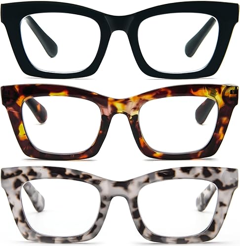 REAVEE - Lentes de lectura estilo Oprah para mujer, lentes con bloqueo de luz azul, lentes cuadrados de gran tamaño, bisagra de resorte disponible en Yaxa Mexico