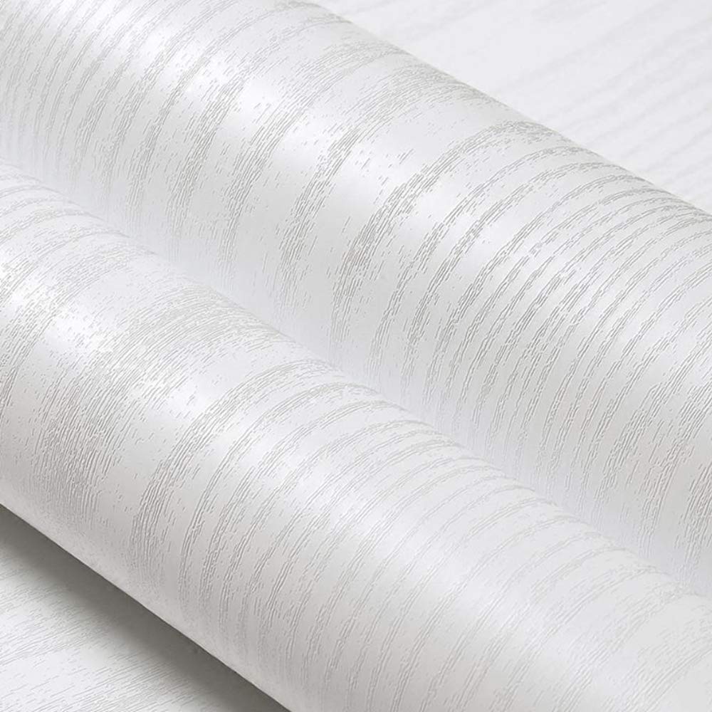 Elegant White Wood Grain Vinyl Self Adhesive Furniture Contact Paper 40x300cm