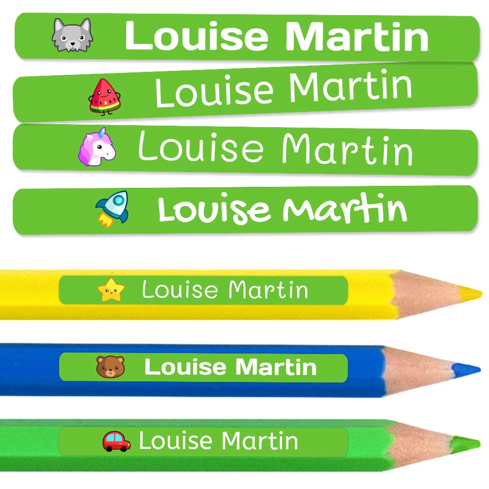 200 Personalised Sticky Labels for Pencils and Ballpoint Pens School Stickers with Name for Marking Items Waterproof Stickers for School and Nursery Dimensions 4.6 x 0.6 cm