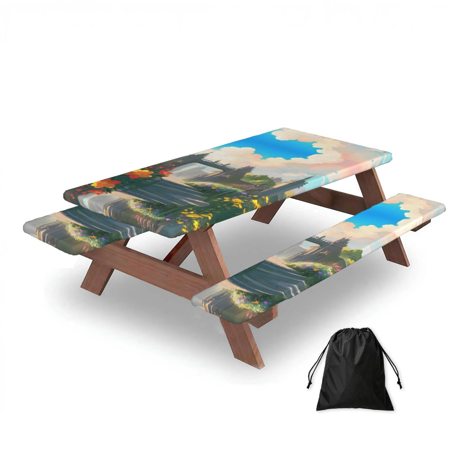 Zqytgfdc Black Outside The Castle Gate Rectangular Water-Repellent Picnic Tablecloths, Outdoor Camping, Picnic, Bbq
