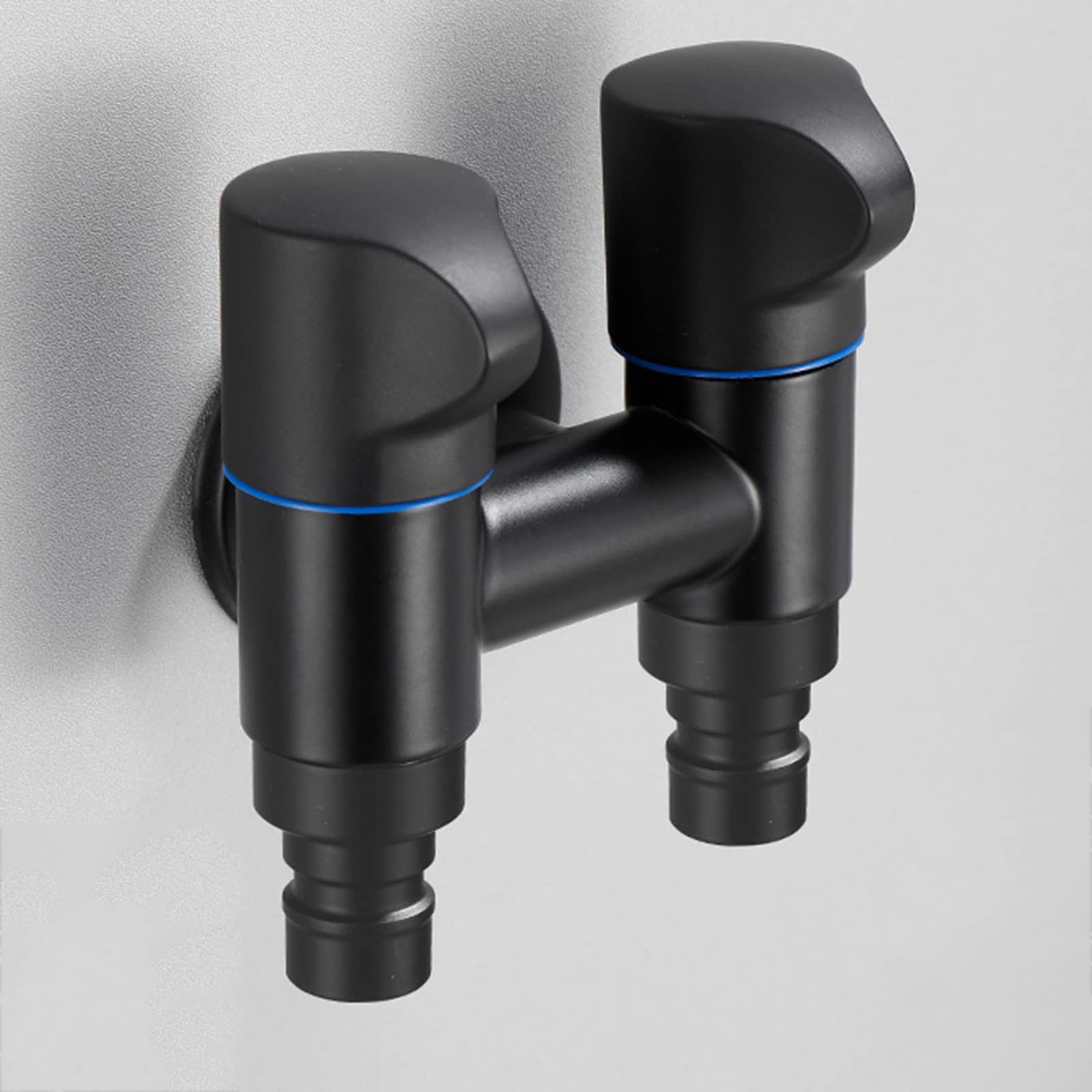 ISCBAFYX Doppio Rubinetto Uno in Due Splitter per Lavatrice Rubinetti in Ottone per Esterni Valvola ad Angolo di Controllo per lavello, Nero A(Nero A)