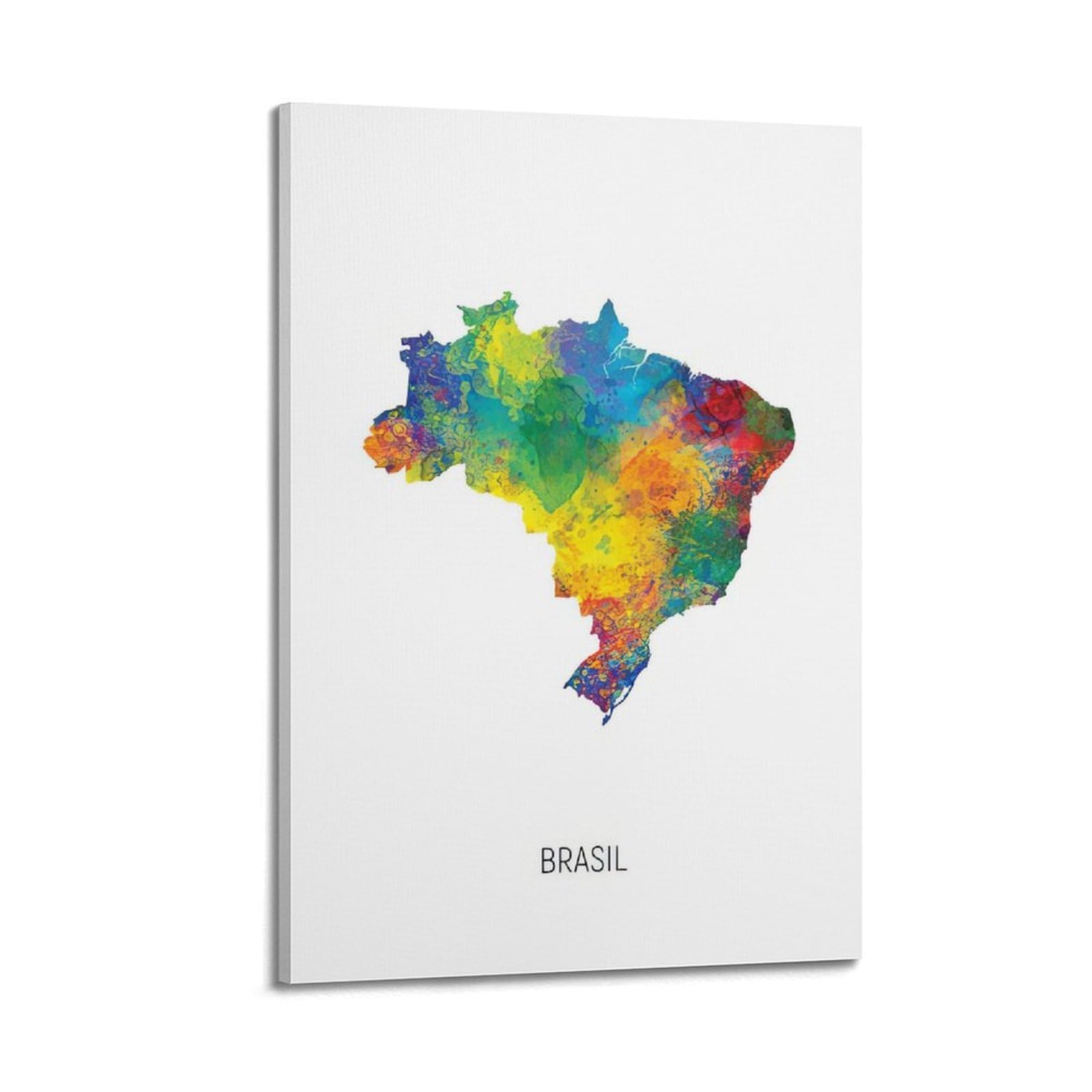 MJZLQN Map Poster Of Brasil With Watercolor Poster Decorative Painting Canvas Wall Posters And Art Picture Print Modern Family Bedroom Decor Posters 24x36inch(60x90cm)