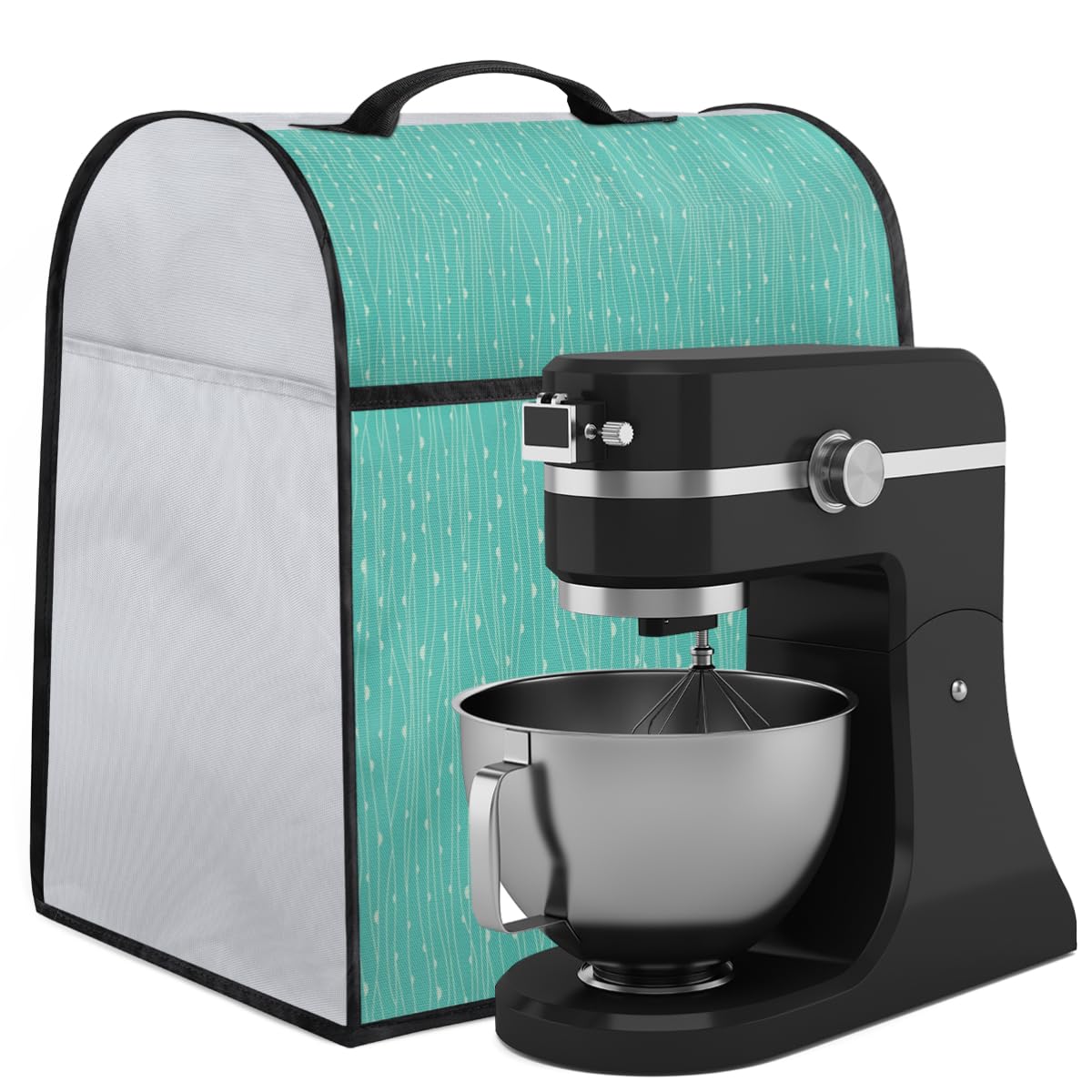 Teal Turquoise Abstract Stand Mixer Cover Compatible with 6-8 Quarts Mint Kitchen Aid Mixer Dust Proof Kitchen Mixer Cover with Top Handle and Pockets