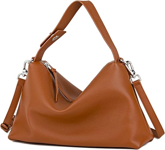 Premium Full-Grained Leather Crossbody Bags for Women, Slouchy Shoulder Bag with Adjustable Strap and Tote Handbag