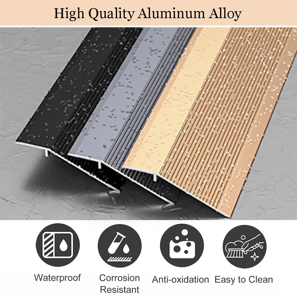 Alluminio Striscia Di Transizione Soglia Riduttore Per Pavimento | Striscia Di Transizione Per Pavimenti Per Avimento Ineguale, Profilo Di Regolazione Per Soglie(Silver,40in(100cm))