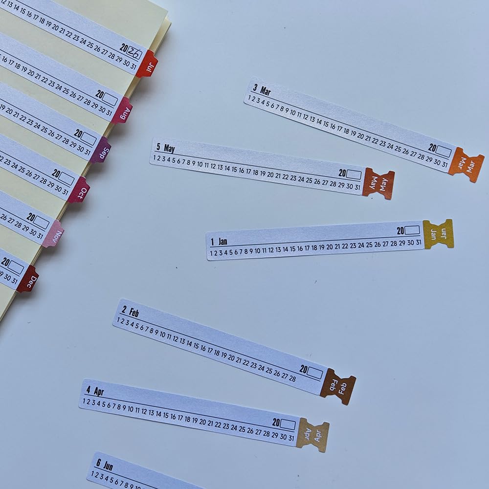 Mini Monthly Tabs Perpetual Calendar Stickers for Planner Enthusiasts, Students, Homemakers, Professionals (Sunshine)