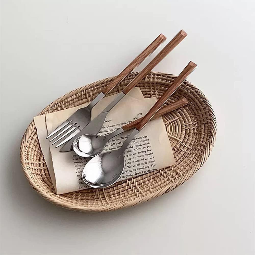 Wooden Silverware Set 40 Piece Cutlery Sets for 8 With Imitation Wood Handle Premium Stainless Steel Flatware Set Home Kitchen Wedding Restaurant Knifes Forks and Spoons Set