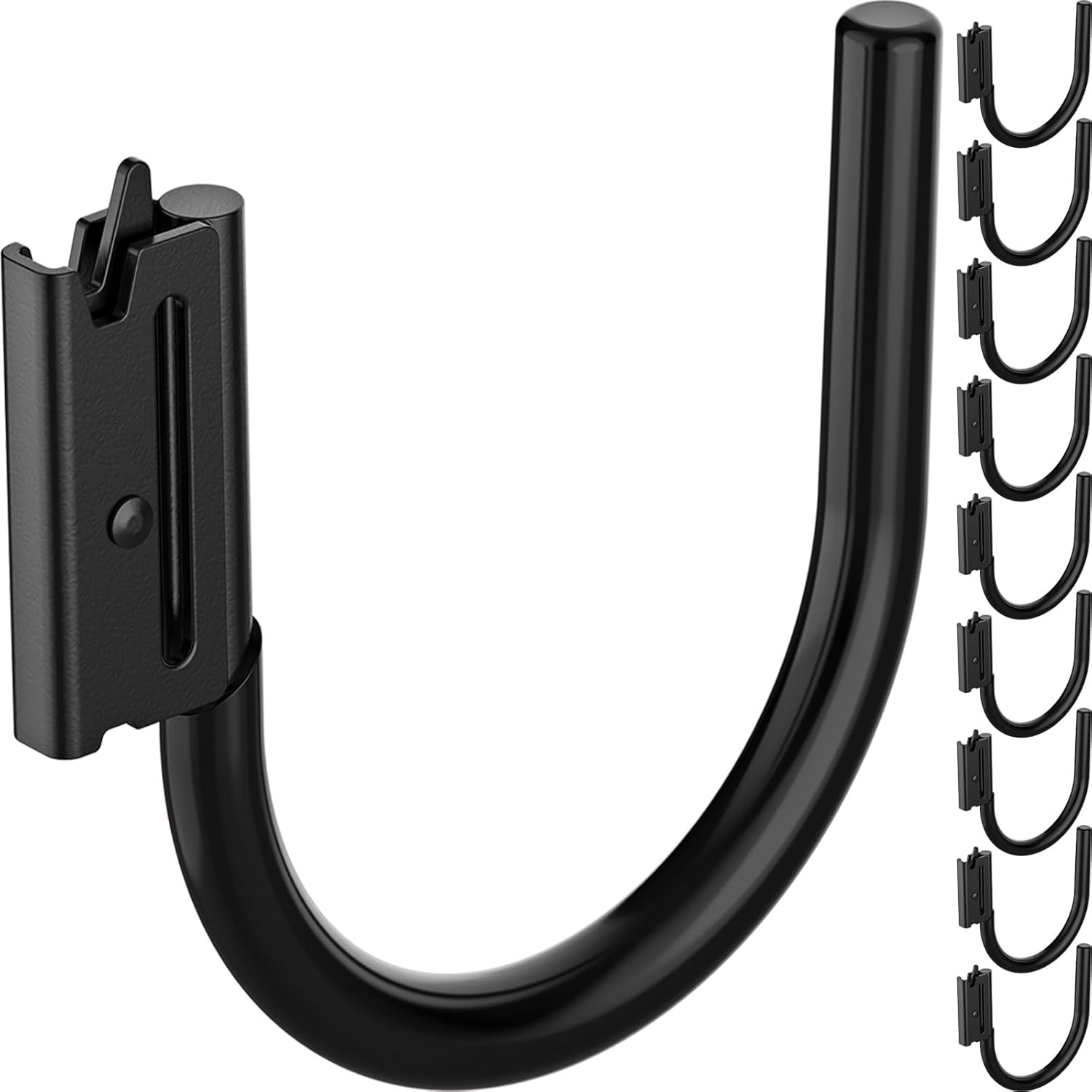 10 Pack Heavy Duty 5" E Track J Hooks with Non-Slip Rubber Coating | 20% Thicker 0.6" Steel Large Steel E Track Hook Compatible with E-Track, X-Track | 5" J Hooks for Enclosed Trailer, Truck, Garage