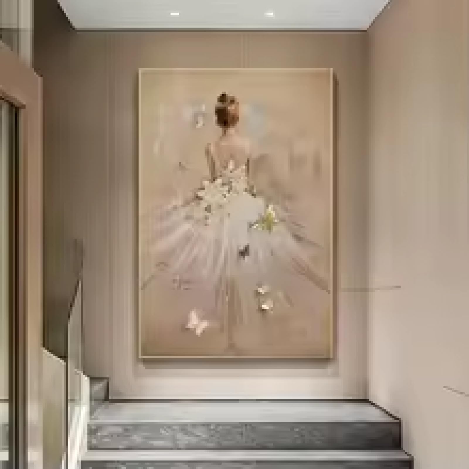 ZHUOYA Quadro su tela astratto moderno con ballerina, poster e stampe di ballerini di danza classica, quadri da parete per la decorazione del soggiorno, 70x110 cm, cornice interna.