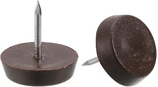 uxcell Nail on Furniture Glides, 25pcs 17.5mm Plastic Furniture Feet Sliders Chair Leg Floor Protectors for Wooden Furniture, Brown