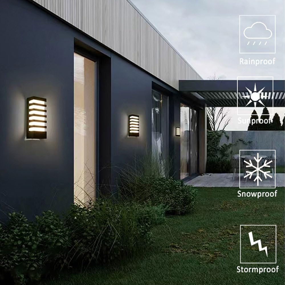 Muro Esterno Luce Moderna Experience Apparecchiatura per casa 3000k White White White Matte Montano Portico Nero IP65 Garage Affrotta del Garage Backyard Garden