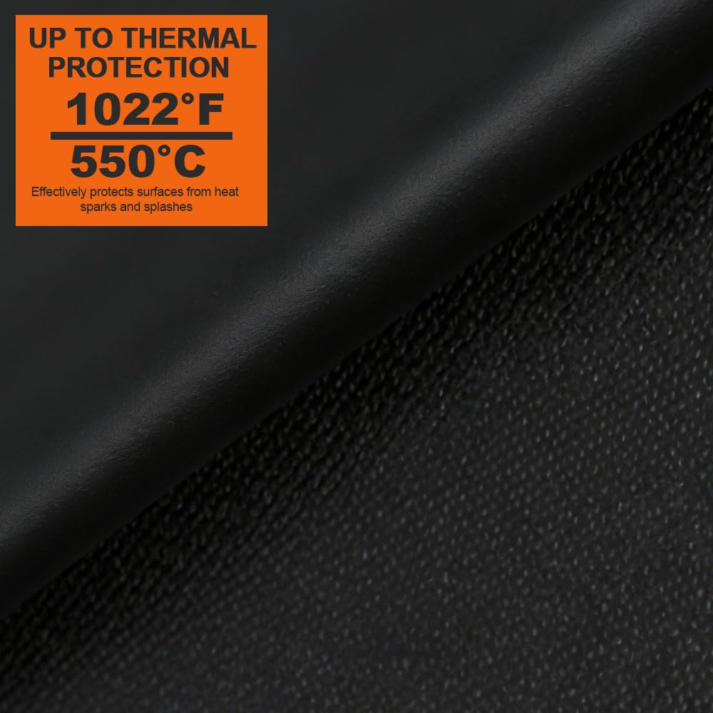 Manta Ignifuga Soldadura, 1.2m x 1.8m Manta de Protección de Soldadura con Ojales, hasta 550℃ - 1000℃, Manta Ignifuga contra Incendios, para Uso Industrial y Doméstico(Engrosado, Negro)